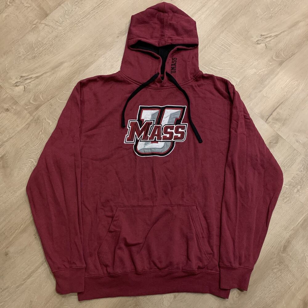 Colosseum UMass Amherst Minutemen Burgundy Hoodie Sweatshirt Mens Large Pullover